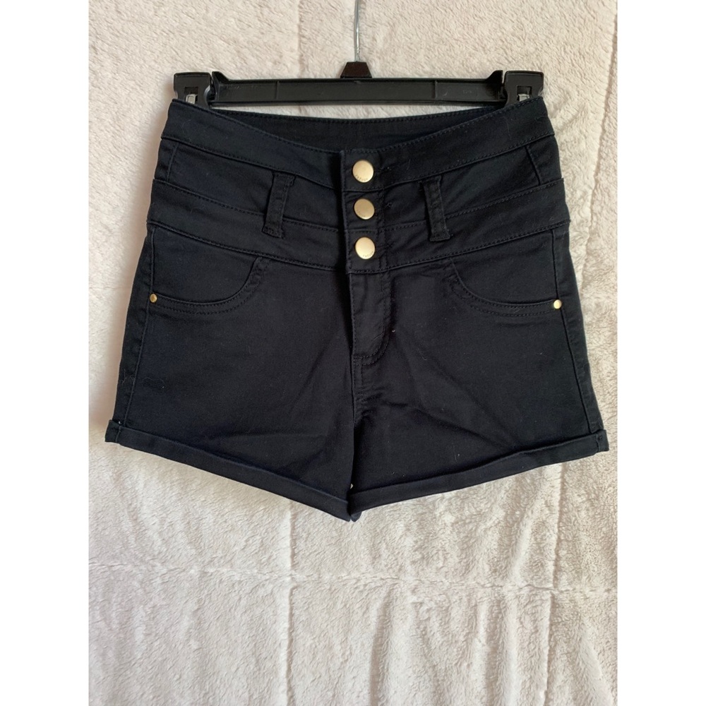 High-Waisted Black Jean Shorts